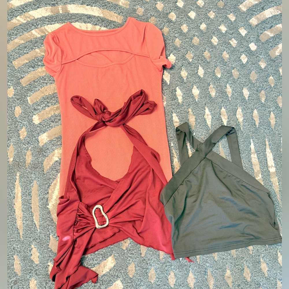 SHEIN Coral and Olive Blouses Set